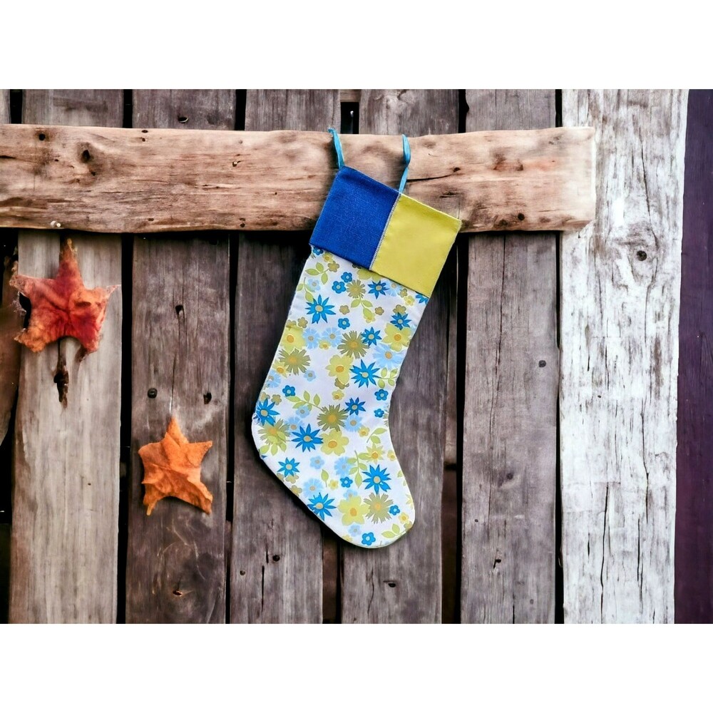 Upcycled Floral Christmas Stocking
